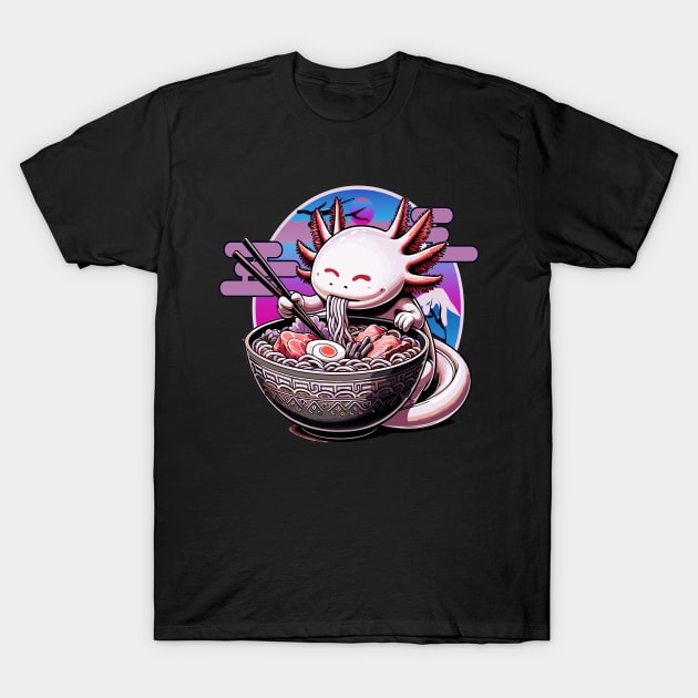 Axolotl Ramen Noodles , Cute Kawaii Axolotl,  Japanese Kawaii Axolotl Lover T-Shirt by AlmaDesigns